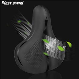 s WEST BIKING Addensare Bicicletta Mountain Road Bike Sedile Morbido Ciclismo Impermeabile Hollow Confortevole Sella Uomo Donna Cuscino 0130