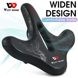 S WEST BIKING – selle de vélo ergonomique élargie, coussin confortable, pour vtt, selle de vélo de route, respirante, antichoc, siège de cyclisme 0130