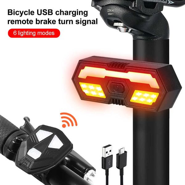 S Télécommande sans fil Bike USB RECHARGABLE BICYLY lampe arrière avec corne à cycle de corne de retour sur arrière