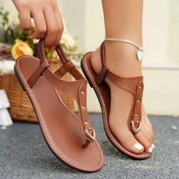 S Mujer Sandalias Flat PU Zapatos Avaloras de comercio exterior Cómoda Nacionalidad Viento 194 Andals Hoes