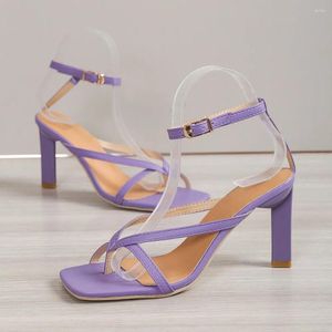 S Women Solid Square Color Lederen Sandalen Hoofd Clip Teen Wedge Peep voor Boogsteun 36 Sandaal