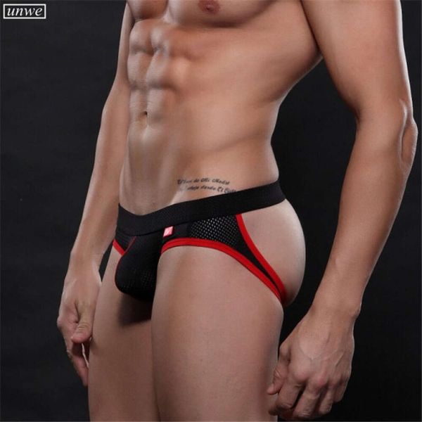 S XL marque hommes maille String sous-vêtements dos ouvert G String slips respirant Sexy Tangas Jockstrap Lingerie Gay Wear