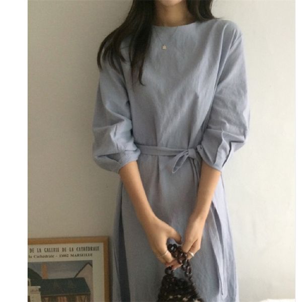 S-XL Plus Taille Spring Girls Boho Coton Femme Vintage Robe Party Oversize Manches longues Femmes Robes Robe Robe 210417