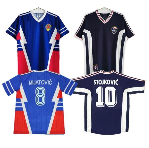 Copa del mundo Yugoslavia camiseta de fútbol retro 1990 1998 1999 2000 local visitante Mijatovic Savicevic # 9 MILOSEVIC # 10 STOJKOVIC Camisetas de fútbol clásicas vintage de primera calidad