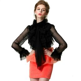 S-XXL 2018 Retro Dames Blouses Court Luxe Kant Ruffles Bow Summer Vrouwelijke Puff Sleeves Shirts Topmerk Design Blasias Blusa