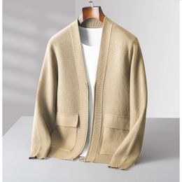 Cardigan tricoté décontracté à col en v pour homme, pull en laine, manteau d'affaires, haut ample, collection automne et hiver S-XXL, 240113