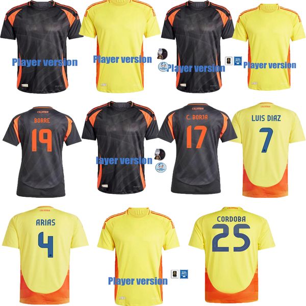 S-XXL Colombie Player Version Away Soccer Jerseys DUVAN 24 25 FALCAO JAMES chemise de football à domicile CUADRADO équipe nationale hommes kit Camiseta de futbol maillot uniforme