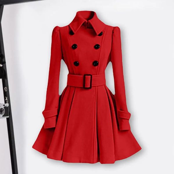 S-XXL Fashion Classic Winter Bug Grueso Europe Beltle Bashle Bashle Coats Doble Breaded Expernizas casuales Damas de vestir 240415