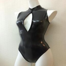 S-XXL de dos vías con cremallera y busto abierto para mujer, leotardo Sexy de corte alto, traje de baño de Anime, aspecto húmedo, disfraces de Cosplay, 230p