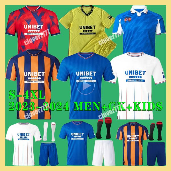 S XXXL 4XL 23 24 GlasGow RanGers DAVIS MORELOS HAGI Maillots de football Cantwell Kids Kit 2023 2024 Maillot de football Entraînement à domicile Troisième 3ème Quatrième Colak Lawrence Kent