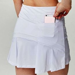 S-XXXL Femeninas de tenis de tenis Bádminton Falda de golf plisada Pantalones cortos de cintura alta con bolsillo de bolsillo de bolsillo Atletismo Skorts