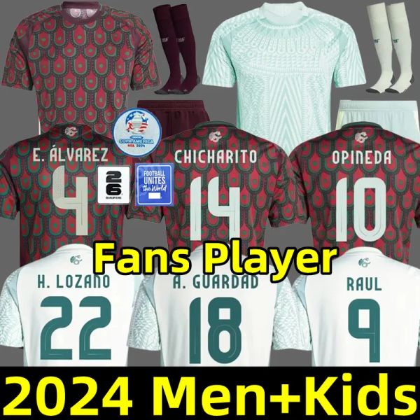 S-XXXXL 2024 2025 México Jerseys de fútbol Chicharito 24/25 Equipo nacional Camisa de fútbol Camisa para hombres Kit para niños Camisetas Copa América Maillot Mexique Gimenez Lozano