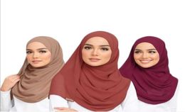 S002a plaine grande taille bulle en mousseline de soie musulman hijab écharpe tête châles envelopper foulard populaire foulards islamique hat2459211