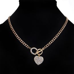 S02198 Mode-sieraden Strass Liefde Hart Hanger Ketting Toggle Sluiting Ketting Choker Kettingen