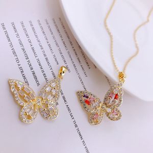 S03642 Mode -sieraden Kleurrijke zirkon vlinder Dragonfly Hangketting voor vrouwelijke choker kettingen