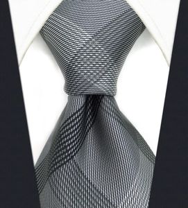 S1 à carreaux noir gris foncé Plaids Men039s cravates cravates taille Extra longue mode 100 soie Jacquard tissé 7254186