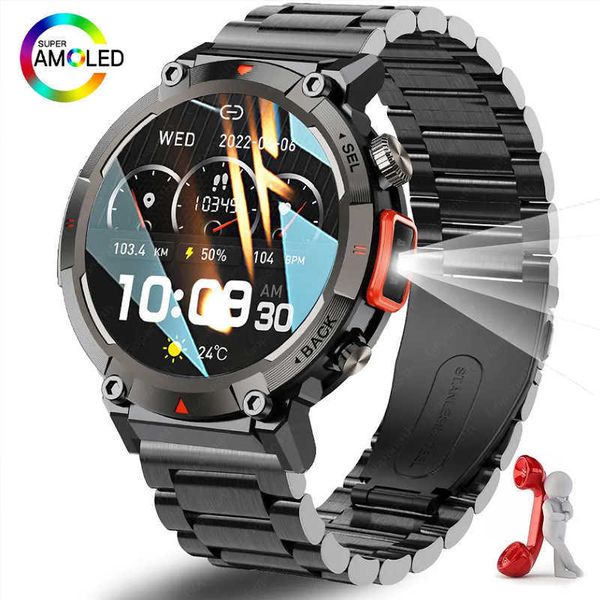 S100 KE3 Smartwatch extérieur de 1,45 pouce haute définition à écran circulaire Informations sur la lampe de poche