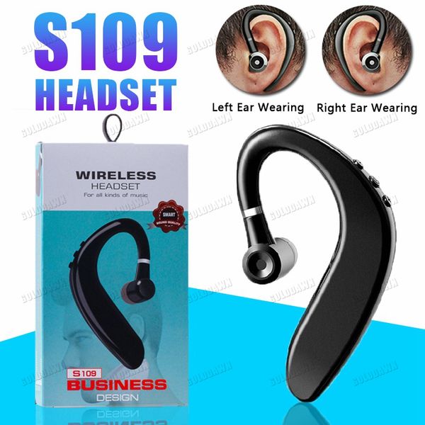 S109 Ear Hook Auriculares Bluetooth Auriculares inalámbricos individuales Cancelación de ruido HD MIC Handsfree Business Drive para iPhone con paquete minorista