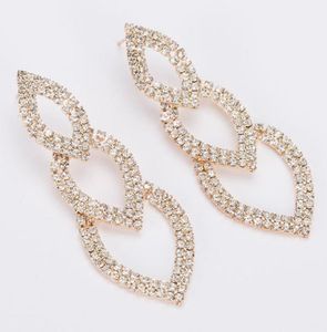 S1196 Boucles d'oreilles de bijoux de mode Sparkling Color Couleur Crystal Rignestone Long Boucles d'oreilles Stud pour femmes JE3213630