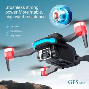 Drone GPS sans balais pliable 5G S132 avec caméra électrique HD, positionnement du flux optique, évitement d'obstacles infrarouges, contrôle gestuel, capteur de gravité.