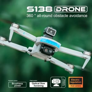 S138 Opvouwbare drone met automatisch vermijden van obstakels HD-camera Borstelloze motor Live video Zwaartekrachtsensor, gebarenbediening, optische stroompositionering, headless-modus, 3D Flip RTF