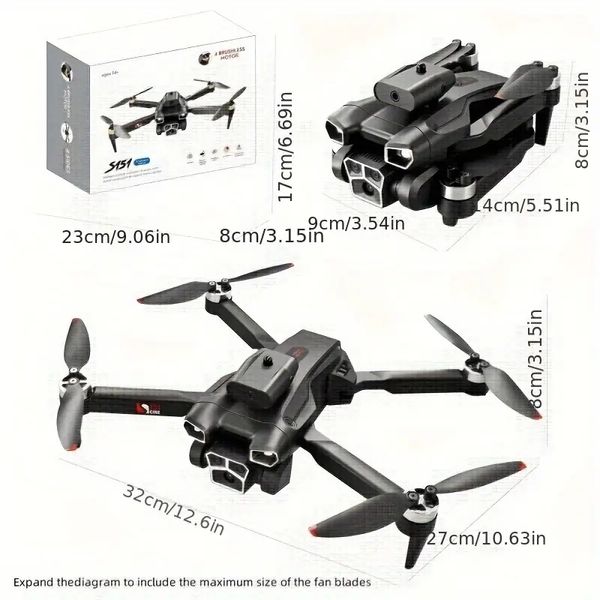 Drone à double caméra haute définition télécommandé S151 (batterie unique), caméra à commande électronique, moteur sans balais, mode sans tête, positionnement du flux optique.