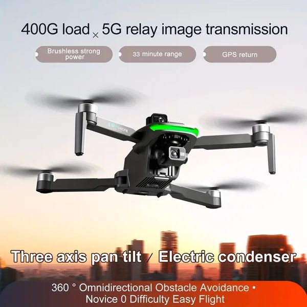 Drone pliable S155 avec moteur sans balais à relais 5G, forte résistance au vent, caméra à cardan à trois axes 2,7K, faible consommation / retour automatique non contrôlé - avec photographie