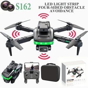 S162 drone met dubbele camera, vier zijden obstakelvermijding en LED-lichtstrip, hoofdloze modus, opvouwbare afstandsbediening met één sleutel, quadcopter speelgoed