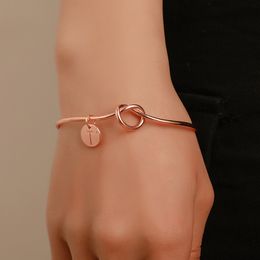 S1646 26 A-Z English Letter Initial Armband Knot Letter Charm Bangle Bracelet