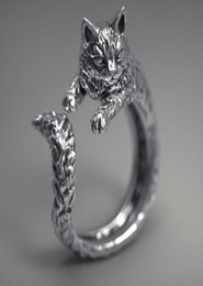 S1966 Fashion Jewelry Cat Ring Vintage Black Sliver Opening verstelbare Cat Ring5083458