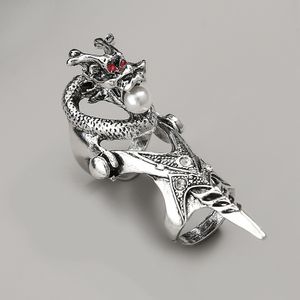 S2244 Bijoux de mode Vintage Faux Pearl Dragon Ring Knuckle Rings
