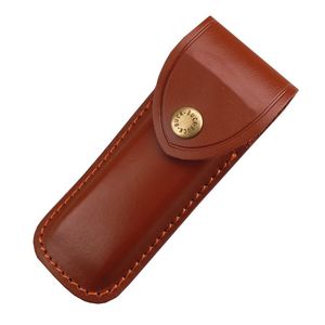 S2271 Funda para cuchillo plegable de piel de vaca auténtica de dos capas, estuche para cuchillo EDC de bolsillo plegable de 4,8