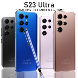 S23 Ultra Cell Phone 1 Go + 16 Go de 6,8 pouces grand écran tout-en-un smartphone à pixels de machine sans stylo