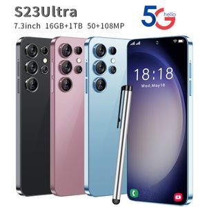 S23 Ultra New Smartphone Téléphone Android 6800mAh 4 + 64 Go / 8 + 256 Go / 16 + 1 TB 7,3 pouces Téléphone cellulaire Global Version 5G Téléphones mobiles Déverrouiller 4G Téléphone cellulaire 5G