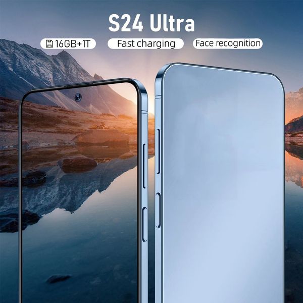 S24 Smartphone S24 Smartphone S24 Ultra Android Octa Core 6.8 pouces 256 Go 512 Go 1 To Punch-Hole Full Topp Face Face ID déverrouillé 13MP CAMERIE GPS HD Affichage anglais