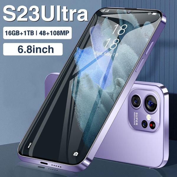 S23 Ultra Smartphone 5g 4g Android 6,8 pouces 16 Go + 1 To Dimension 9000 Deca Core Téléphone portable Téléphones portables débloqués 7800mah 2023