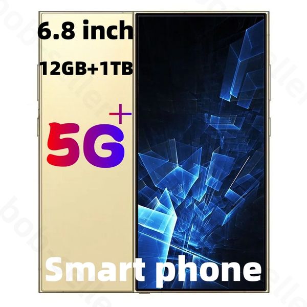 6,8 pouces S24 Ultra S23 5G Téléphone cellulaire 13MP Camera Android S24 Ultra Smartphone GPS Déverrouillé 16 Go RAM 1 To Reconnaissance Face HD Étui téléphonique en anglais complet