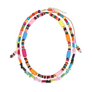 S2328 Boheemse mode-sieraden beboste kralen ketting handgeweven dubbellaagse kleurrijke kralen choker kettingen
