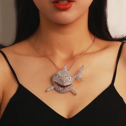S2377 Bijoux De Mode Hip Hop Exagéré Grand Requin Pendentif Collier Punk Choker Colliers Amoureux Accessoires