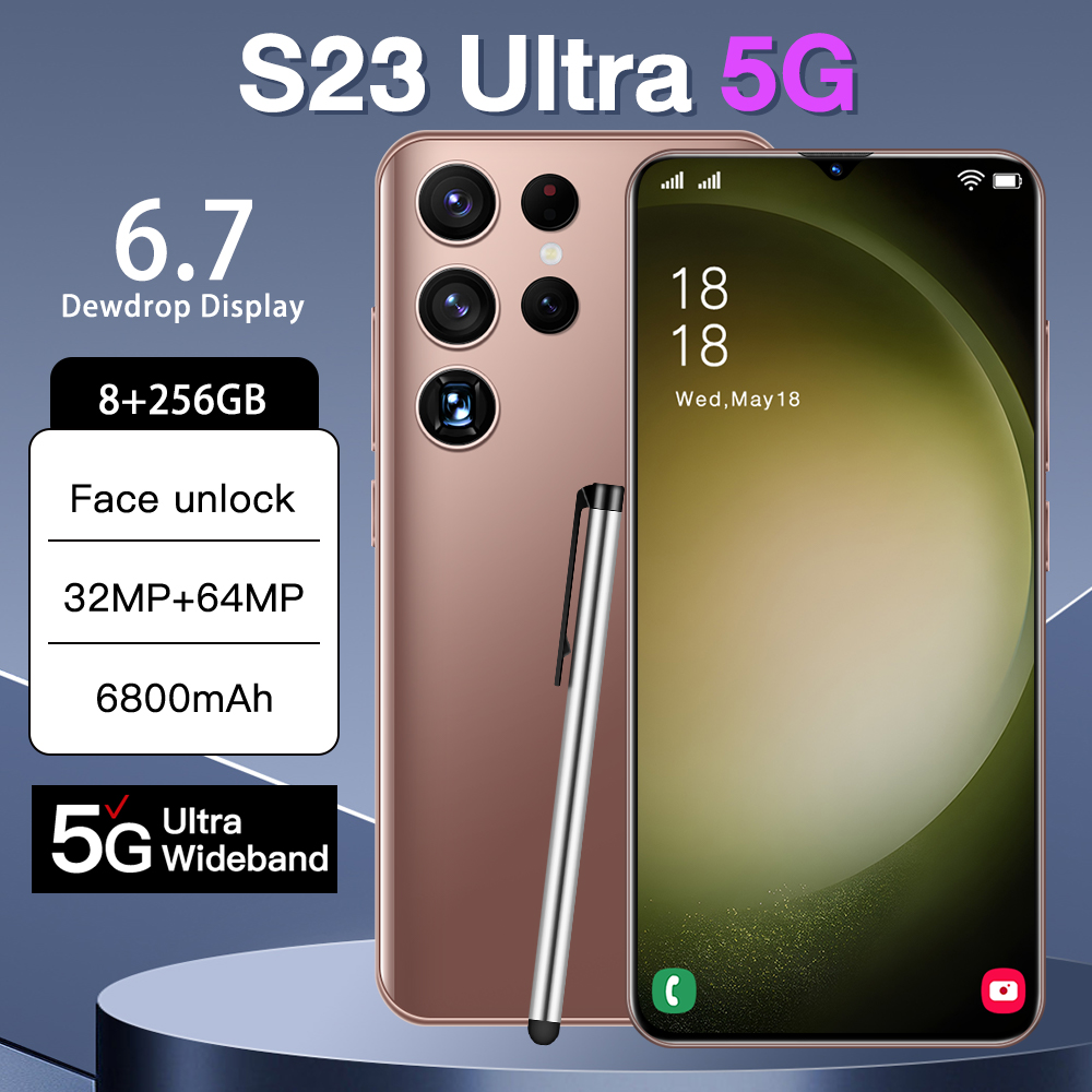 S23Ultra Android 8.1 Smartphone Touch screen Color screen 4G RAM 64GB 128GB 256GB ROM 7.3-inch HD screen Smart Wake gravity sensor supports multiple languages