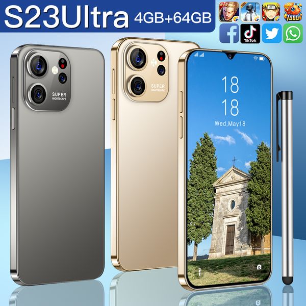 S23Ultra Smartphone Android Pantalla táctil Pantalla a color 4G 3GB 8GB RAM 64GB 256GB 1TB ROM Pantalla HD de 6,3 pulgadas Sensor de gravedad Smart Wake compatible con varios idiomas