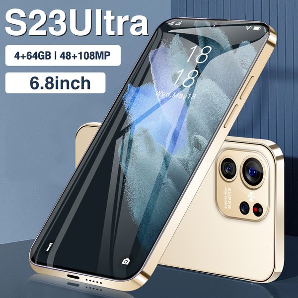 S23ULTRA Android Smartphone Screen Color écran de couleur 5gnworkwork 64 Go 256 Go 1 To ROM 6,8 pouces écran HD Smart Wake Gravity Sensor prend en charge plusieurs langues