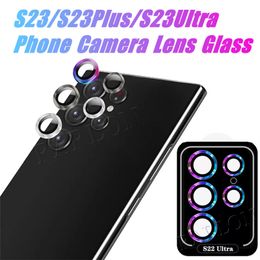 S24 Ultra Eagle Eye Mobile Phone Camera Lens Protector voor iPhone 15 14 Pro Max 13 Samsung S23 Plus S22 Metal Fram en Glass Film 2 in één met positioneringsintallfilm