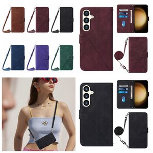 Étuis d'affaires S24 pour Samsung S23 Ultra Plus A35 A55 Moto Edge 40 Neo G Play 2024 4G Power 2024 5G carte sensation de main ligne sensation de peau porte-monnaie en cuir pochette à rabat