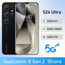 S24 Teléfono móvil Ultra Universal 7.3 pulgadas Pantalla grande 13 millones de píxeles Android Gaming Phone 3+128G Smartphone admite la cara de huellas digitales de lenguaje