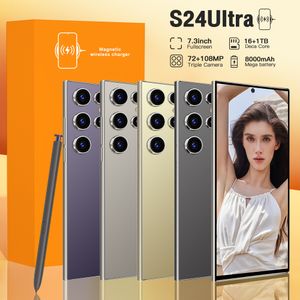 S24 Ultra ontgrendelde smartphone, mobiele telefoon, 7,3 inch, HD, 5G, Android 13, 4G -versie, 16 GB + 1 TB, origineel