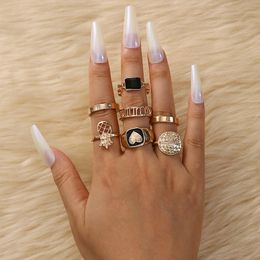 S2593 Mode-sieraden Knuckle Ring Set Drop Glaze Hol Ananas Geometrische Ringen 7 stks/set