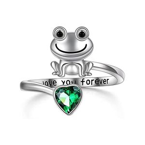 S2720 Fashion Jewelry Grenouille Anneau Cristal Ouverture Réglable Animal Anneaux