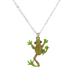 S2736 Mode-sieraden Kikker Hanger Ketting Rhinestone Frog Choker Chain Kettingen