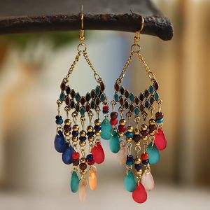 S2780 bohème mode bijoux pour femmes rétro balancent ornements boucles d'oreilles à la main coloré résine perles perles boucles d'oreilles